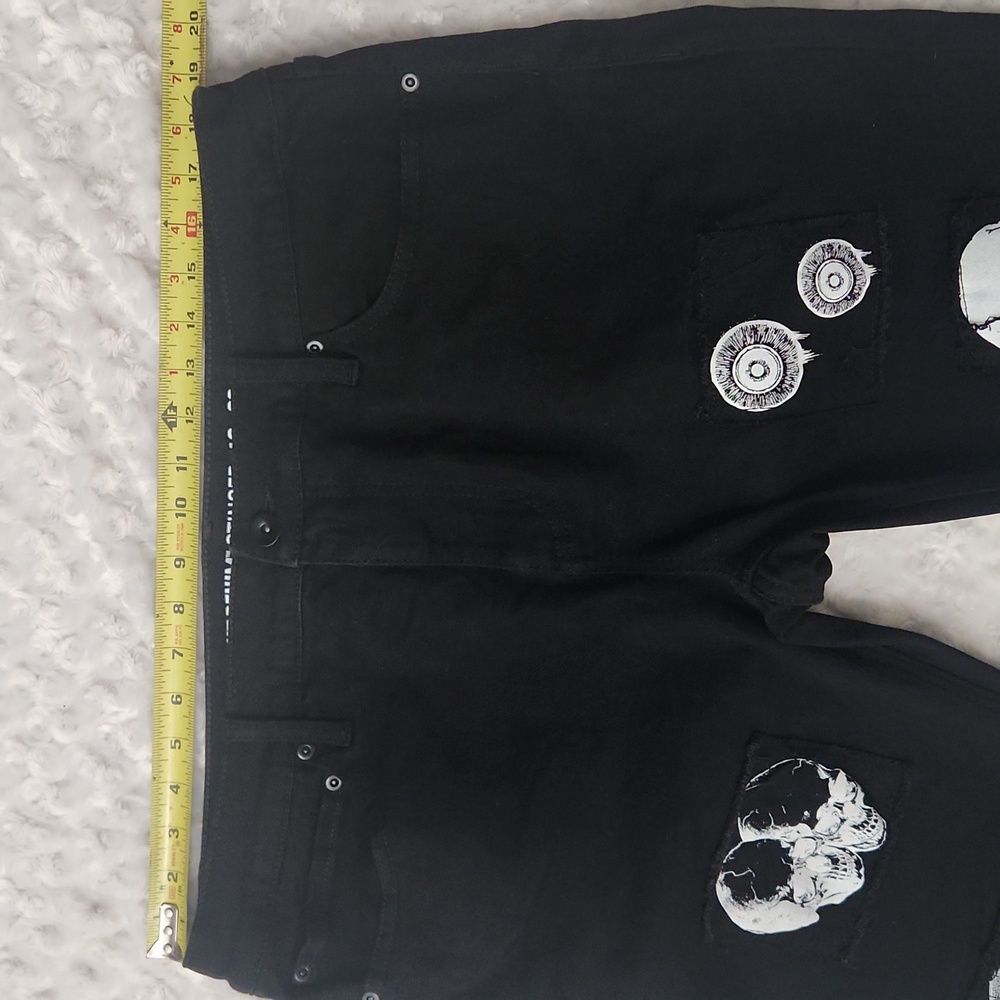 NEW Hot Topic Black Anatomy Patches Stinger Jeans Goth Dark Grunge Size 40 - Picture 9 of 10